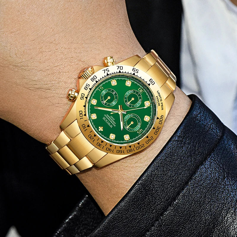 Relógio Militar e Esportivo de Luxo WWOOR 8849-b - Aço inoxidável - A prova d'água