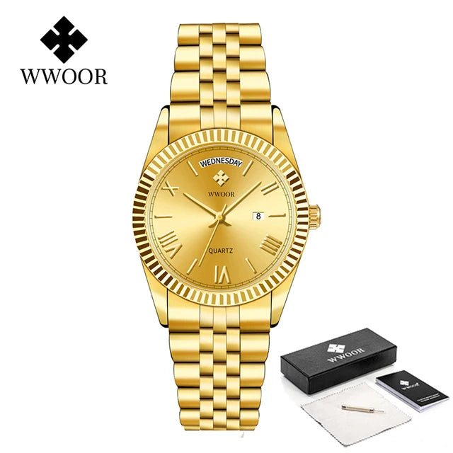 Relógio Masculino WWOOR 8886 G - A prova d'água - Frete grátis