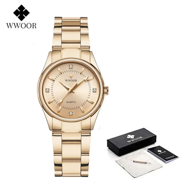 Relógio Feminino WWOOR 8852-b - Aço inoxidável - A prova d'água