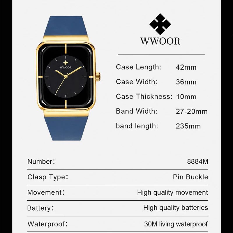 Relógio Masculino Fashion WWOOR 8884 - A prova d'água
