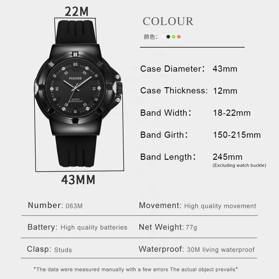 Relógio masculino Casual FAKOSS WWOOR 063-D – A prova d'água