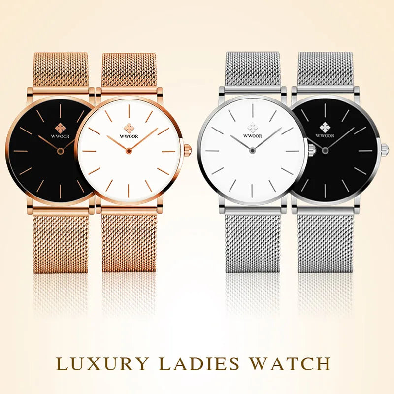 Relógio Feminino Elegância Minimalista WWOOR 8840 - A prova d'água
