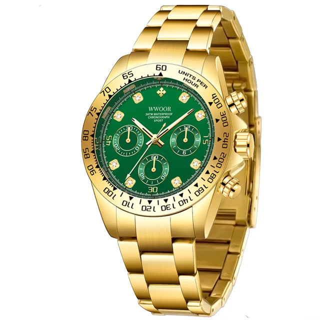 Relógio Militar e Esportivo de Luxo WWOOR 8849-b - Aço inoxidável - A prova d'água