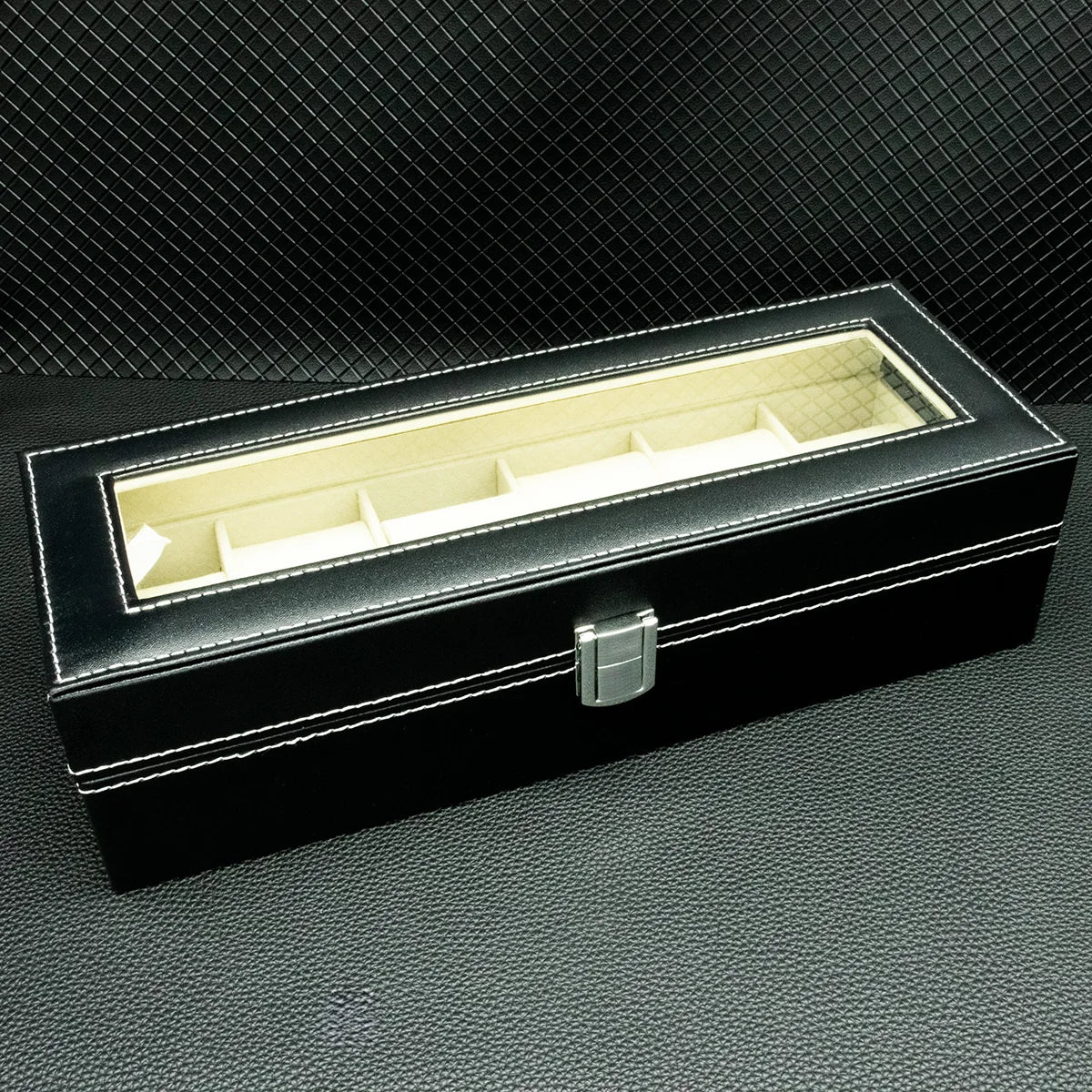 Hot Sale PU Leather Display Storage Collection Organizer watch box Case With Glass Top Slot Men Watch Bracket Display Box Gifts