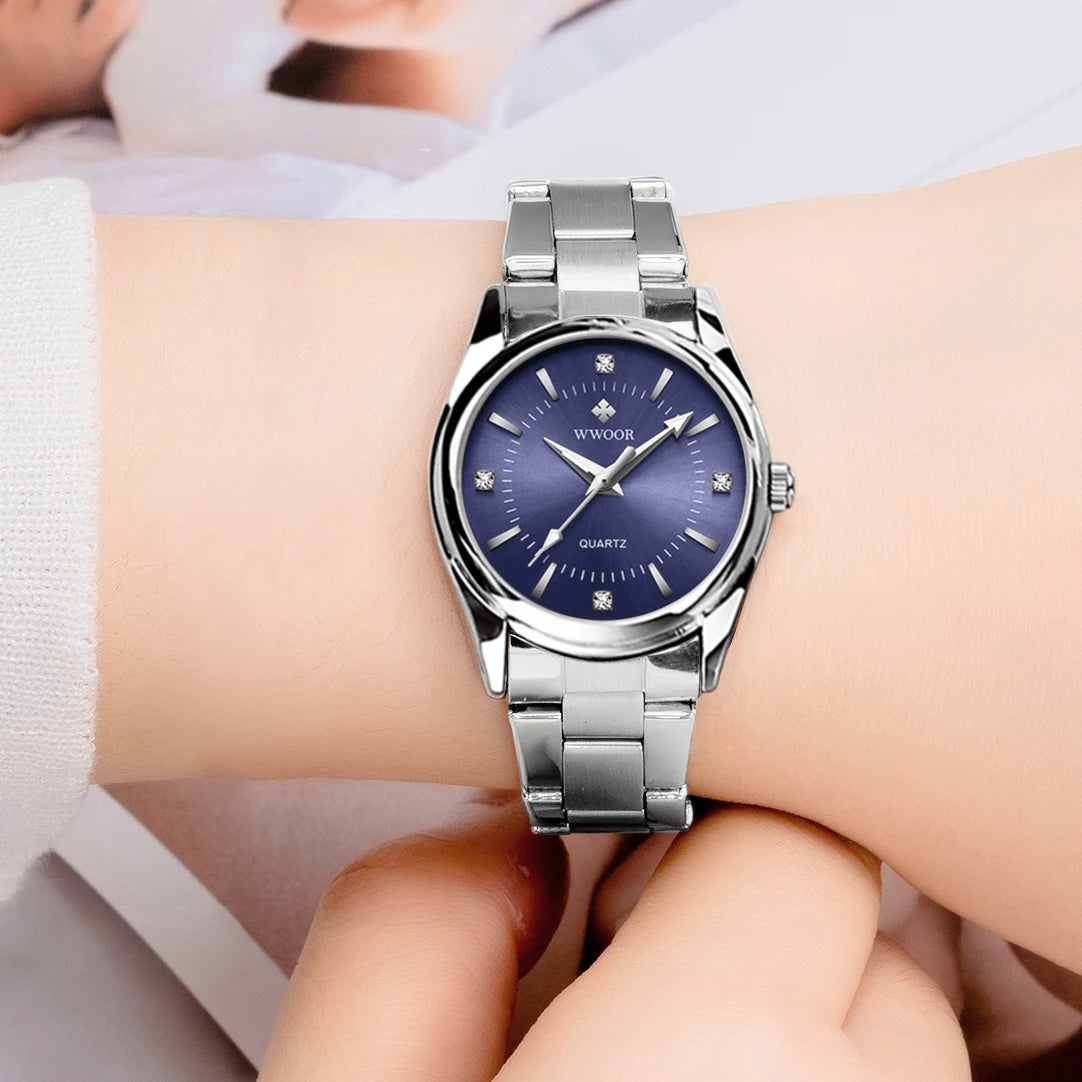 Relógio Feminino WWOOR 8852-b - Aço inoxidável - A prova d'água