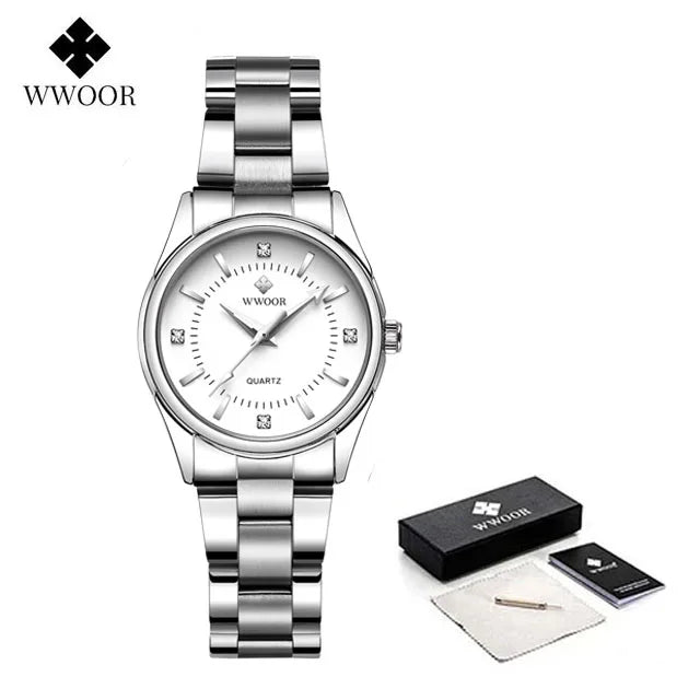 Relógio Feminino WWOOR 8852-b - Aço inoxidável - A prova d'água