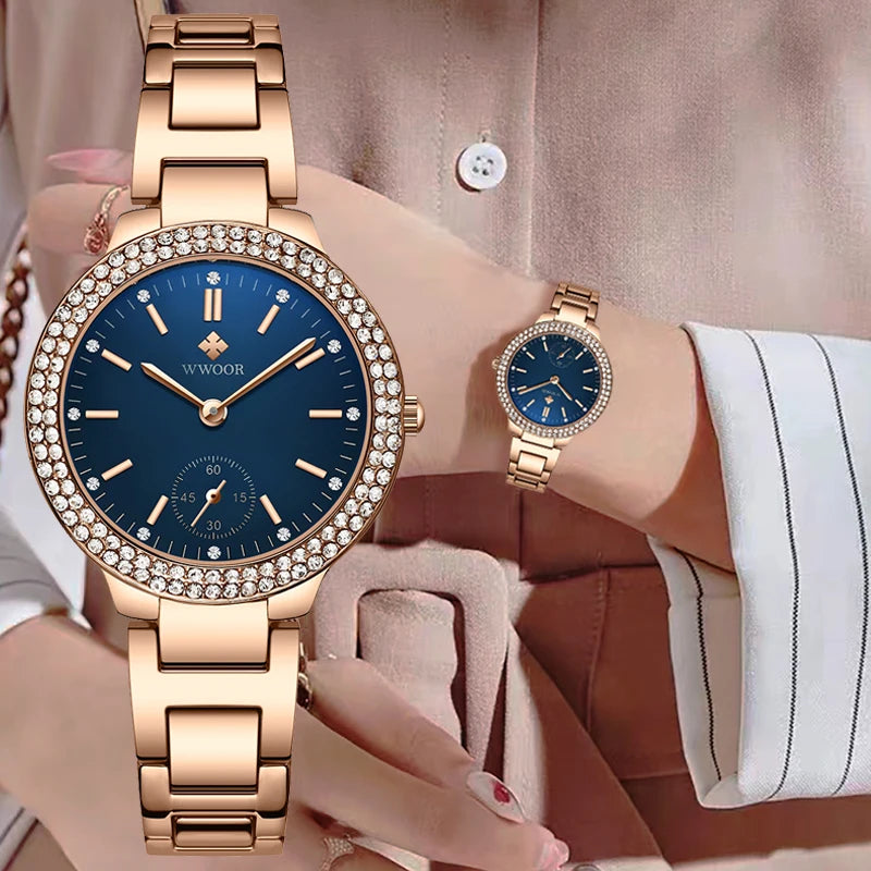Relógio Feminino Sofisticado WWOOR 8854 B - A prova d'água