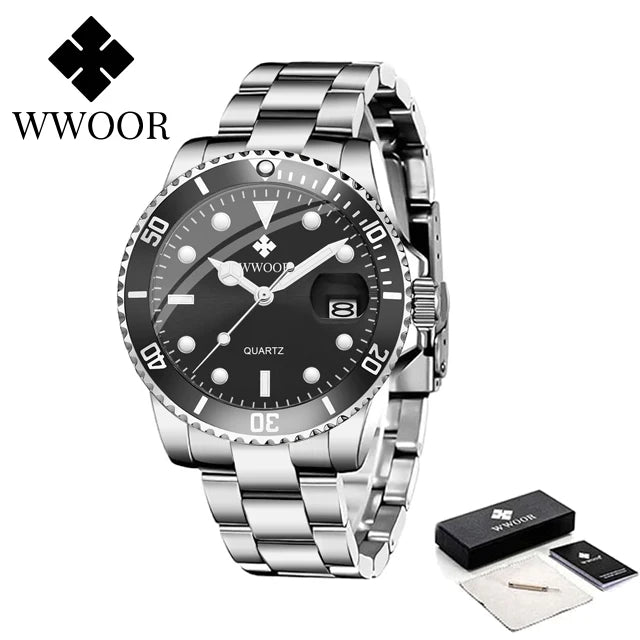 Relógio Masculino Marine WWOOR - Aço inoxidável - A prova d'água