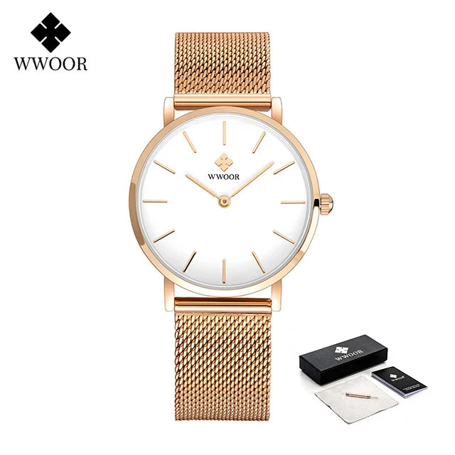 Relógio Feminino Elegância Minimalista WWOOR 8840 - A prova d'água