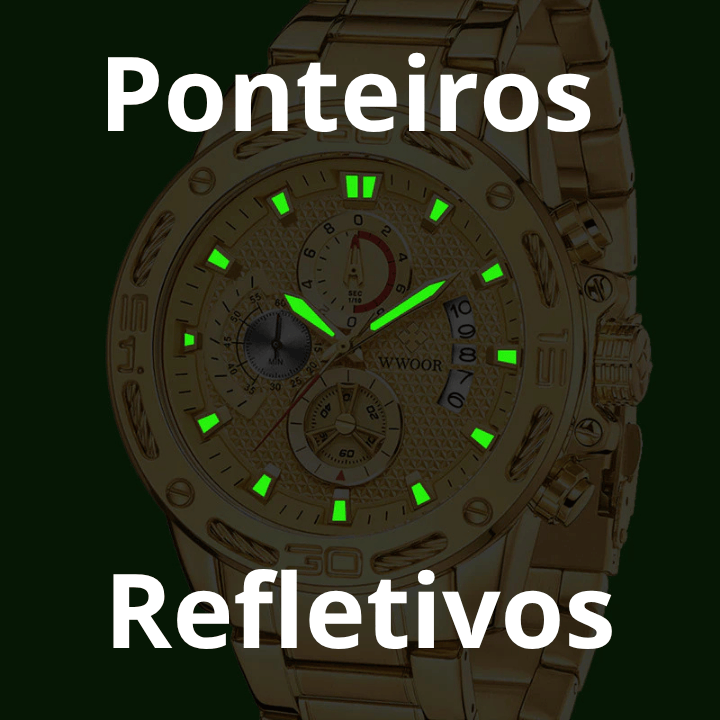 "Último Dia" - WWOOR ZENITH - Aço inoxidável - A prova d'água - Ponteiros Funcionais