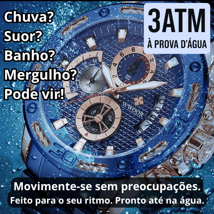 "Último Dia" - WWOOR ZENITH - Aço inoxidável - A prova d'água - Ponteiros Funcionais