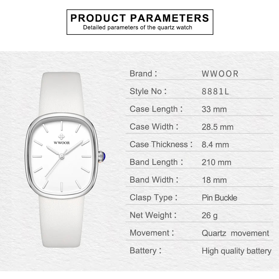 Relógio Feminino casual WWOOR 8881 - A prova água