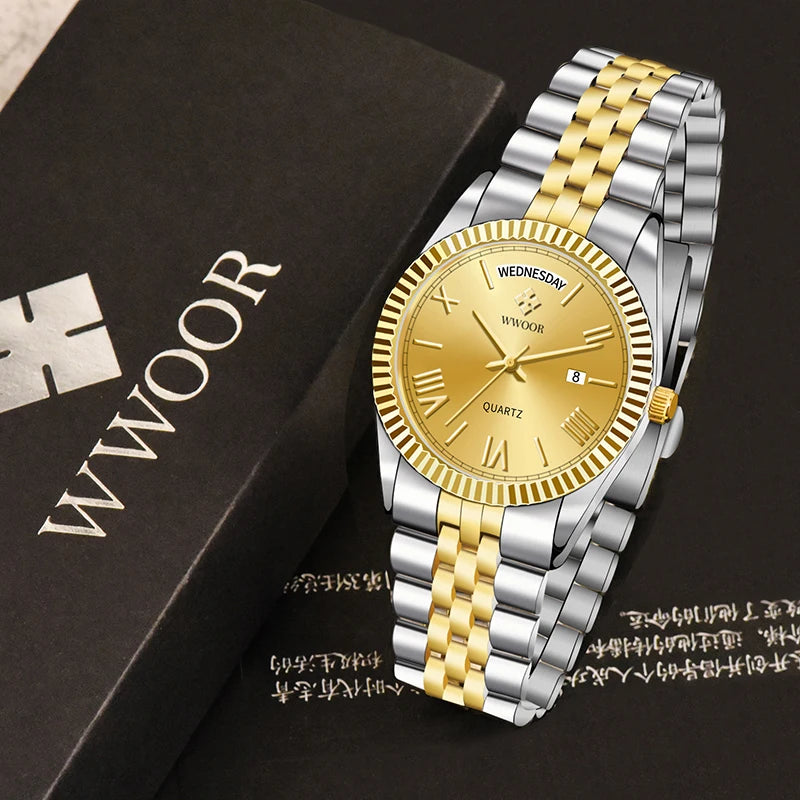 Relógio Masculino WWOOR 8886 G - A prova d'água - Frete grátis