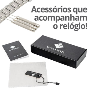 "Último Dia" - WWOOR ZENITH - Aço inoxidável - A prova d'água - Ponteiros Funcionais