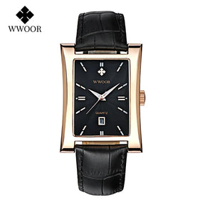 Relógio Masculino WWOOR 8017 Couro - A prova d'água