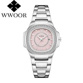 Relógio Feminino Cravejado com Pedras WWOOR 8874 - A Prova d'água