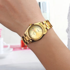 Relógio feminino WWOOR 8804GG - Aço inoxidável - A prova d'água