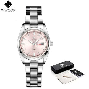 Relógio feminino WWOOR 8804GG - Aço inoxidável - A prova d'água