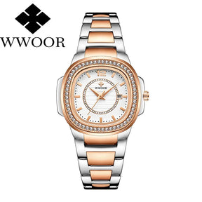Relógio Feminino Cravejado com Pedras WWOOR 8874 - A Prova d'água