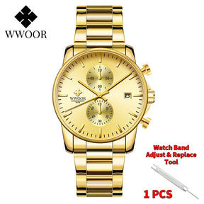 Relógio Casual de Alta Performance com Cronógrafo WWOOR 8844-d - Aço inoxidável