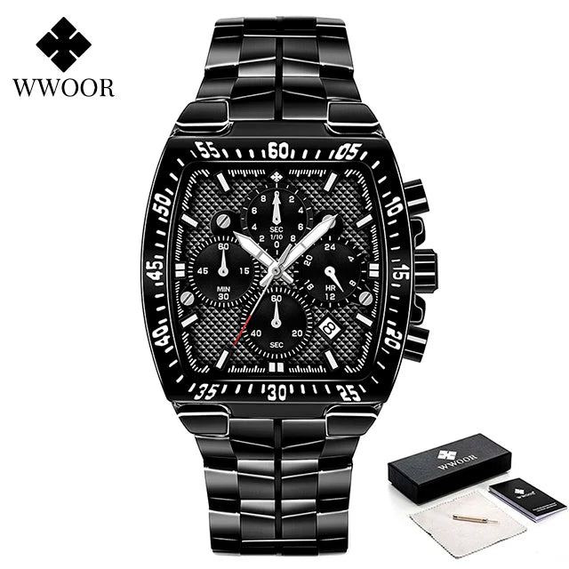 Relógio Militar de Luxo WWOOR 8836-d - Aço inoxidável - A prova d'água