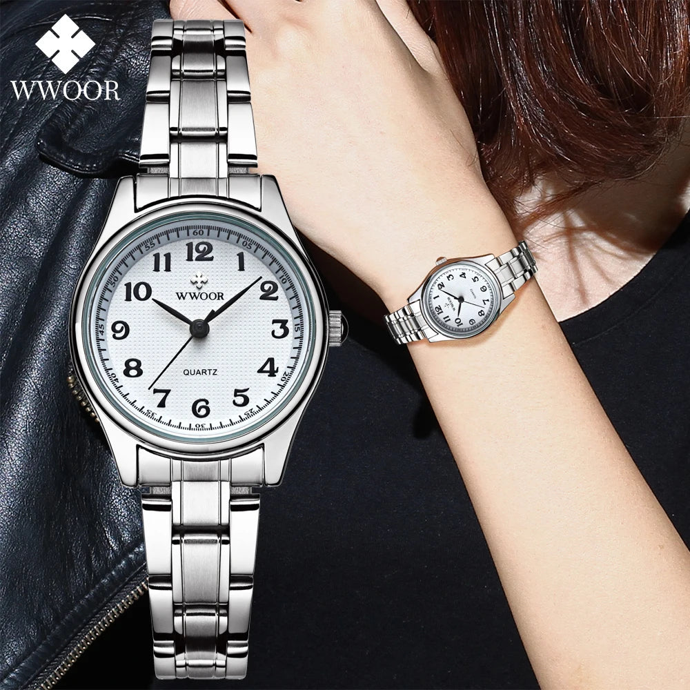 Relógio Feminino WWOOR 8805L - Aço inoxidável - A prova d'água