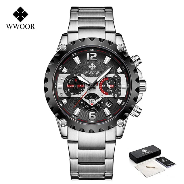 Só Hoje! ÚLTIMAS UNIDADES - Relógio Masculino WWOOR 8880-d - Aço inoxidável - A prova d'água