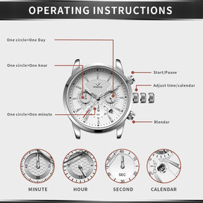 Relógio Masculino de Luxo WWOOR 8845 - Pulseira de couro - A prova d'água
