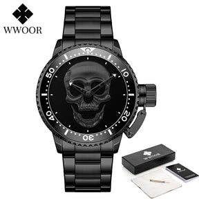Relógio de Estilo Caveira WWOOR 8835-2 - Aço inoxidável - A prova d'água