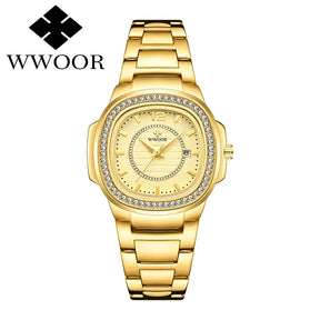 Relógio Feminino Cravejado com Pedras WWOOR 8874 - A Prova d'água