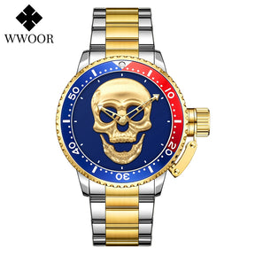 Relógio de Estilo Caveira WWOOR 8835-2 - Aço inoxidável - A prova d'água