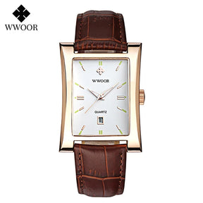 Relógio Masculino WWOOR 8017 Couro - A prova d'água