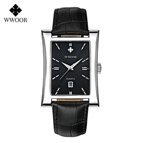 Relógio Masculino WWOOR 8017 Couro - A prova d'água