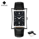 Relógio Masculino WWOOR 8017 Couro - A prova d'água