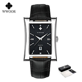Relógio Masculino WWOOR 8017 Couro - A prova d'água