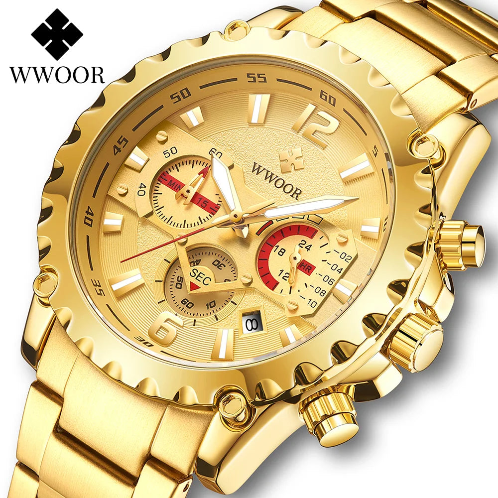 Relógio Masculino WWOOR 8880 - Aço inoxidável - A prova d'água