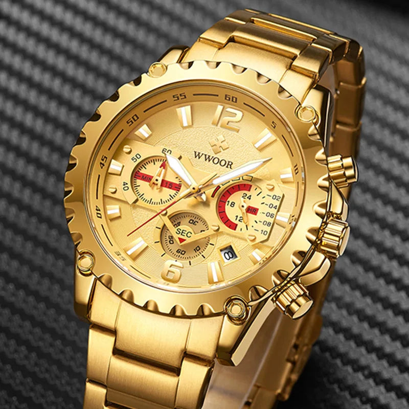 Relógio Masculino WWOOR 8880 - Aço inoxidável - A prova d'água