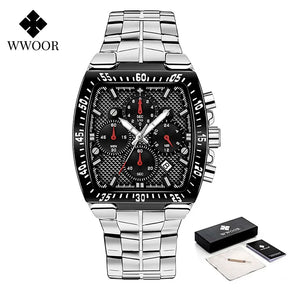 Relógio Militar de Luxo WWOOR 8836-b - Aço inoxidável - A prova d'água