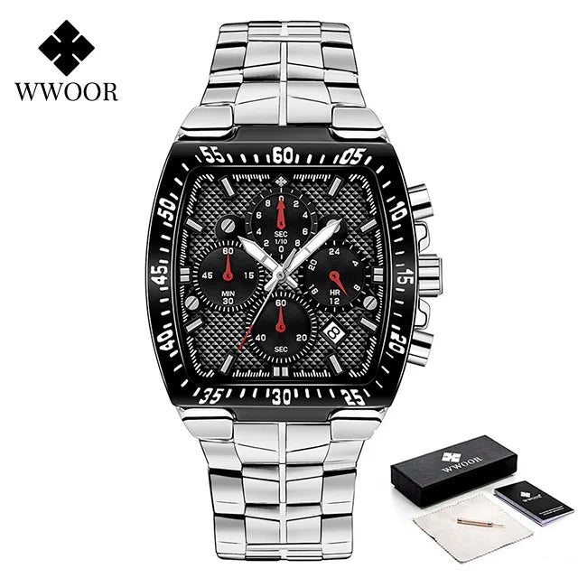 Relógio Militar de Luxo WWOOR 8836-c - Aço inoxidável - A prova d'água