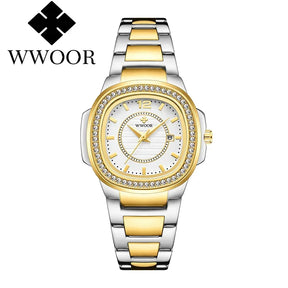 Relógio Feminino Cravejado com Pedras WWOOR 8874 - A Prova d'água
