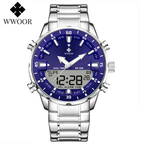 Relógio Masculino Analógico e Digital WWOOR 8890-b - Aço inoxidável - A prova d'água