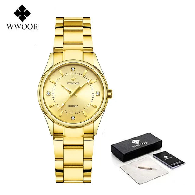 Relógio Feminino WWOOR 8852-b - Aço inoxidável - A prova d'água