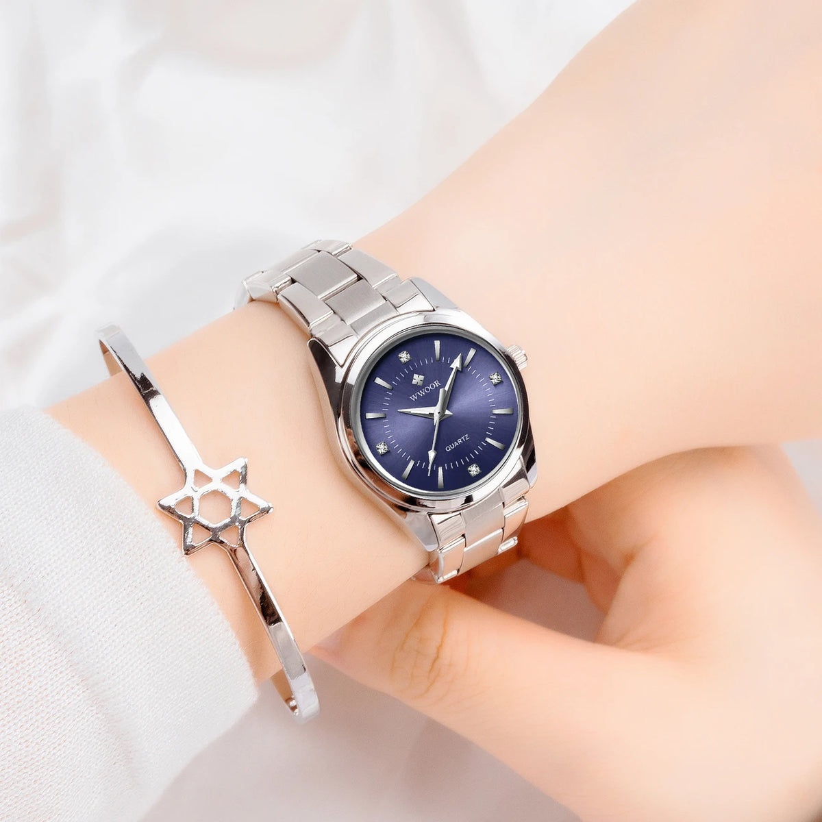 Relógio Feminino WWOOR 8852 - Aço inoxidável - A prova d'água