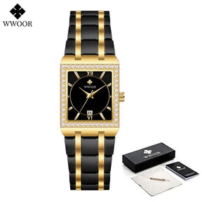 Relógio Feminino Cravejado WWOOR 8858L - A prova d'água