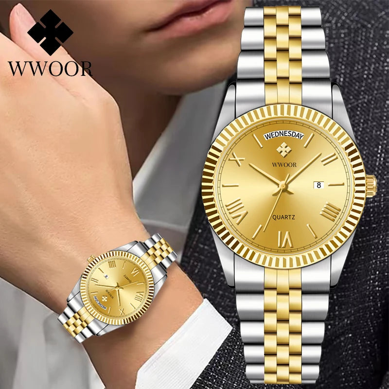 Relógio Masculino WWOOR 8886 G - A prova d'água - Frete grátis
