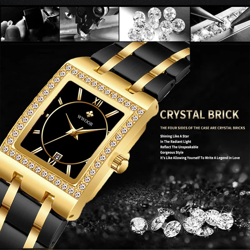 Relógio Feminino Cravejado WWOOR 8858L - A prova d'água