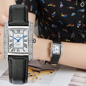 Relógio Feminino WWOOR 8806-b - Couro legítimo - A prova d'água