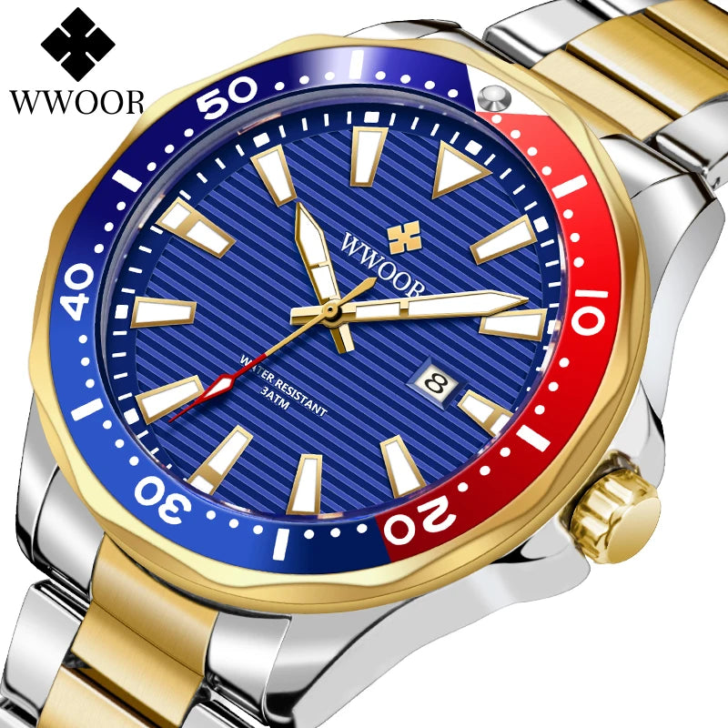 Relógio Fashion e Casual WWOOR 8847 - Aço inoxidável - A prova d'água