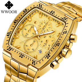 Relógio Militar de Luxo WWOOR 8836-b - Aço inoxidável - A prova d'água