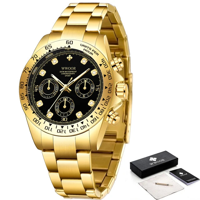 Relógio Militar e Esportivo de Luxo WWOOR 8849-b - Aço inoxidável - A prova d'água